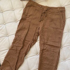 Old Navy Linen Look Large Waisted Drawstring Wide Leg Safari Crop Pants
